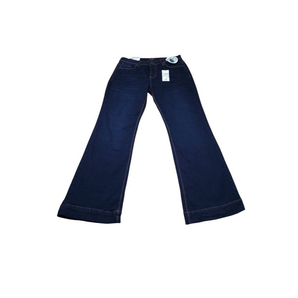 Curve Appeal High Rise Flare Jeans Blue Dark Wash Stretch Women's Size 10 30